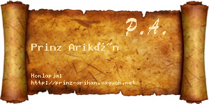 Prinz Arikán névjegykártya